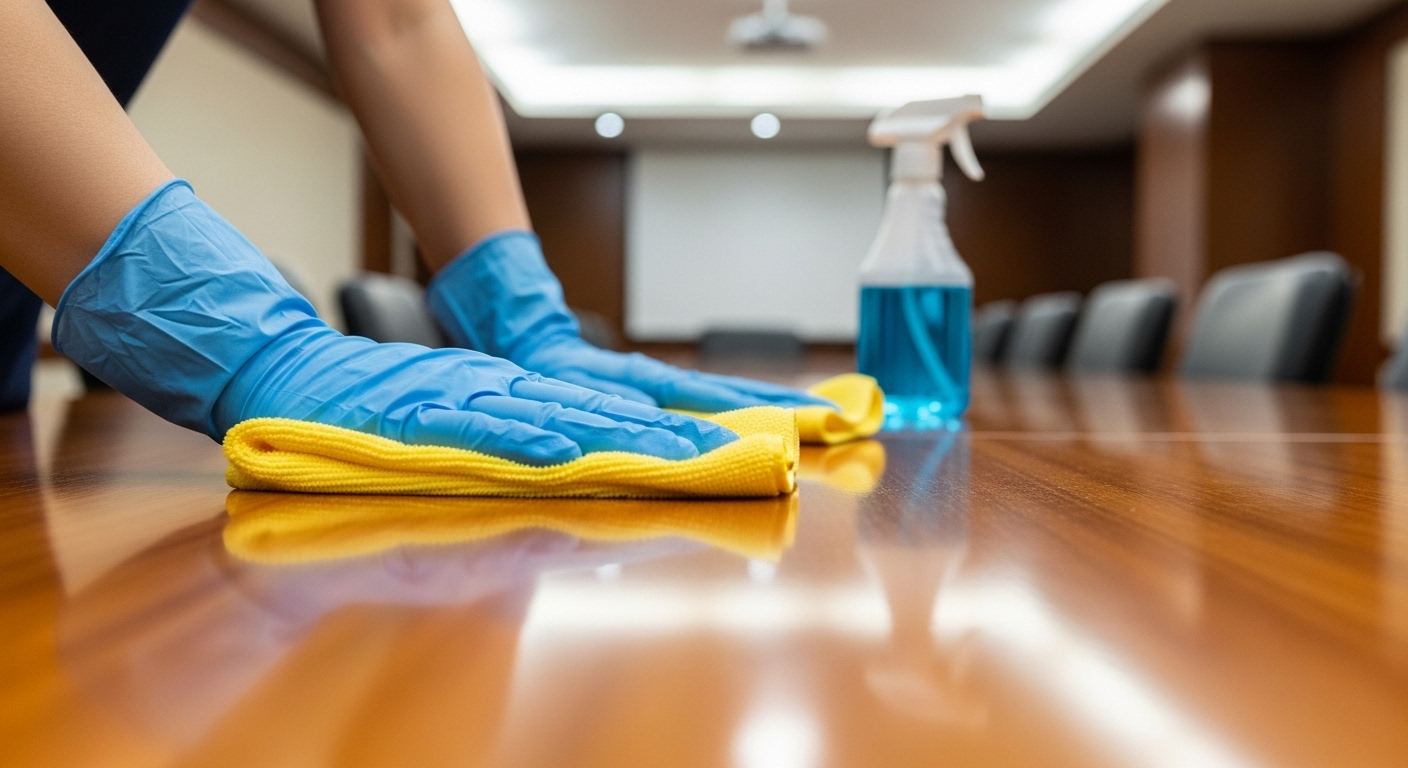 Sanitising conference table