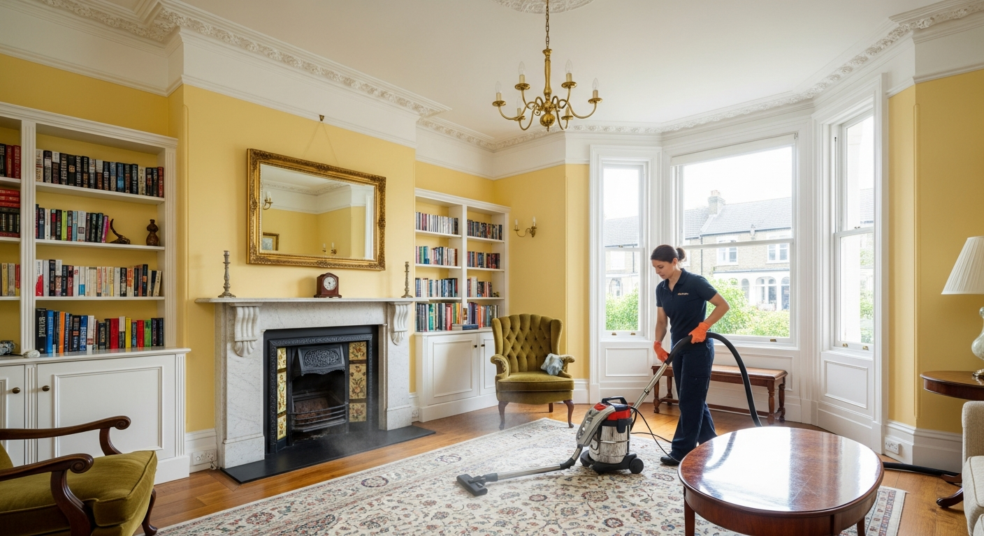 Cleaner preparing a Carlton North terrace for inspection