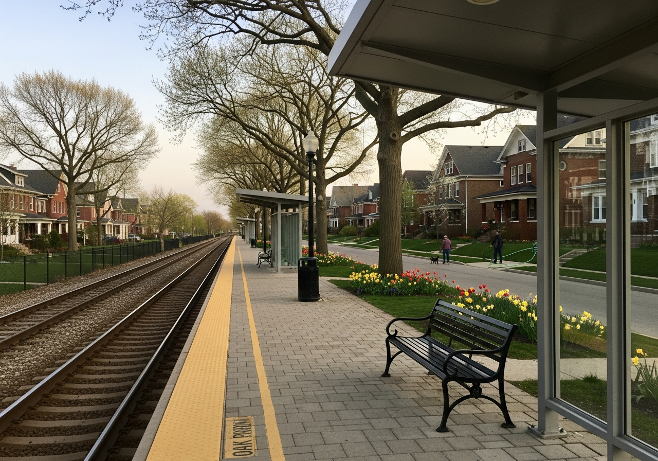 Oak Park station and street