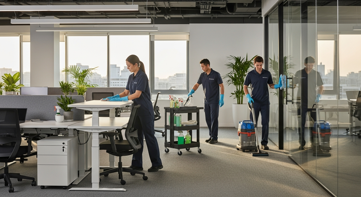 Professional cleaners in a Sylvania office