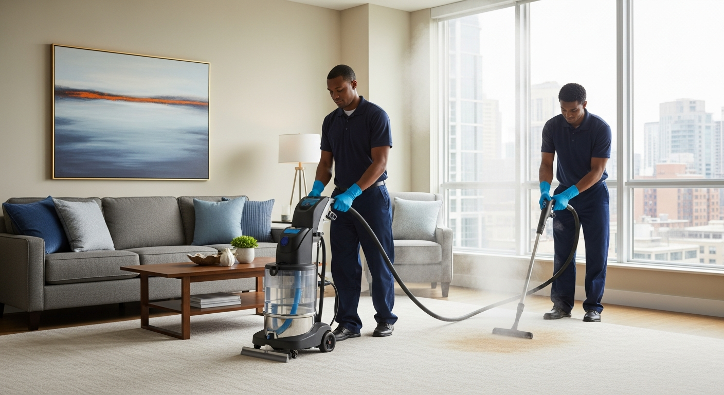 Carpet steam cleaning before inspection