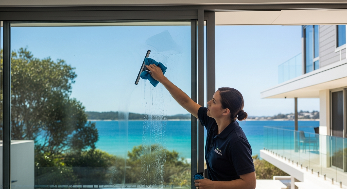 Cleaner cleaning McCrae beachfront property