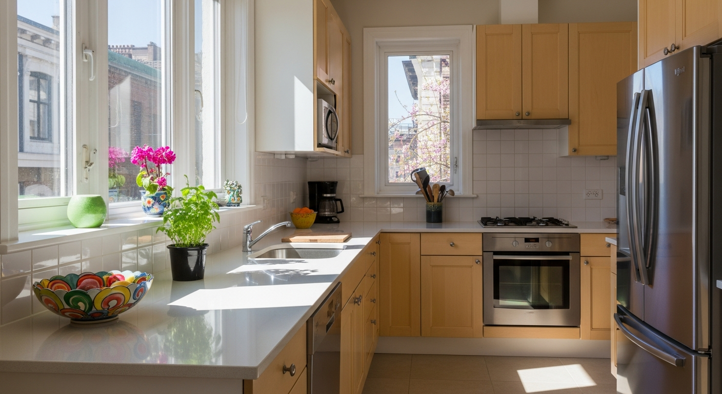 Sparkling kitchen after end of lease cleaning
