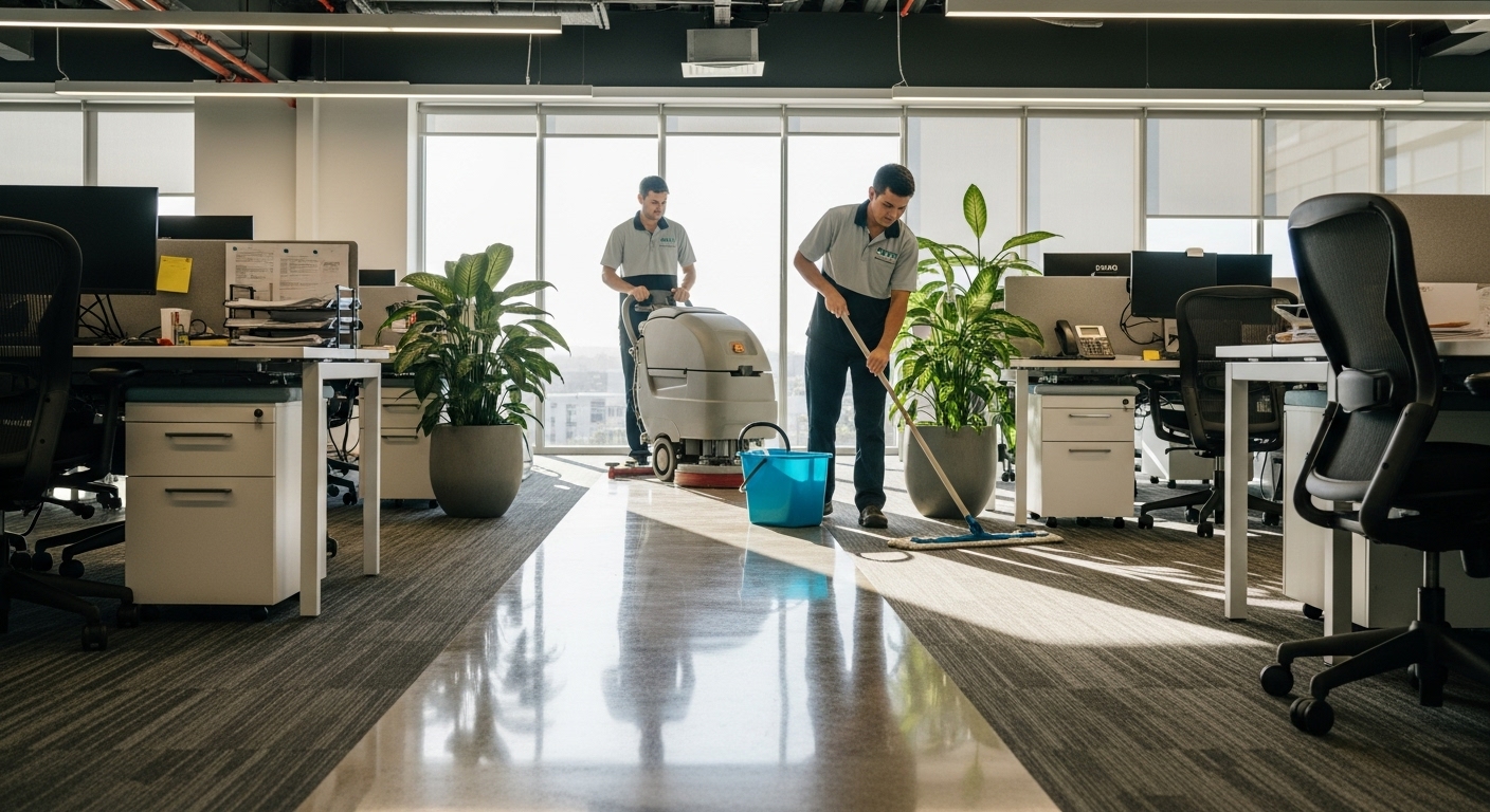 Commercial cleaners working in Auburn office