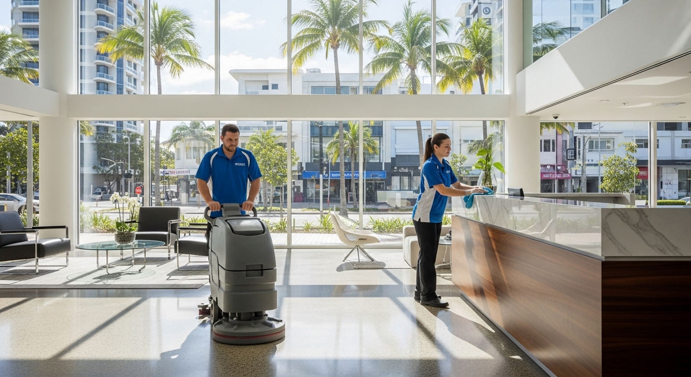Commercial cleaners in Gold Coast office lobby
