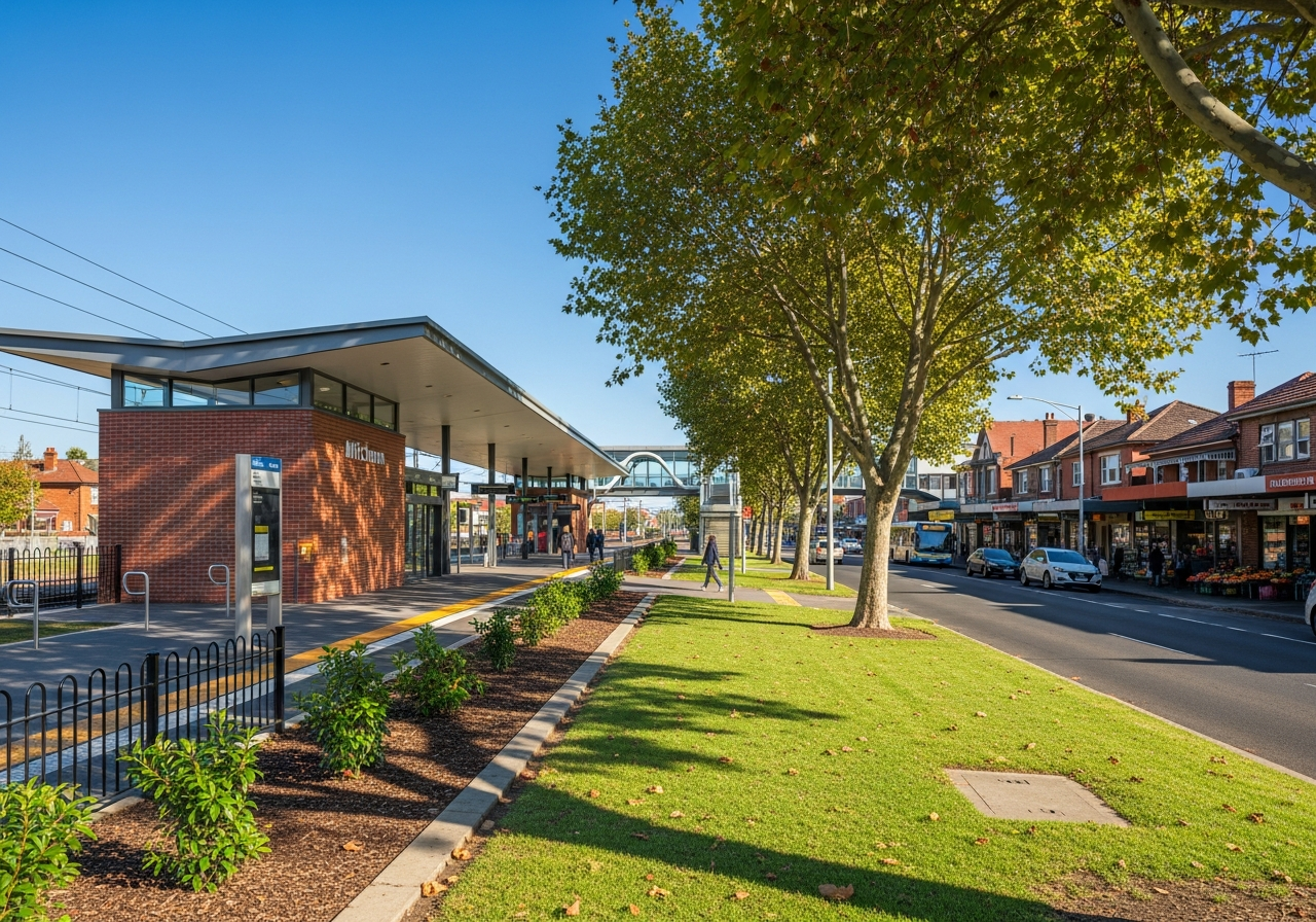 Mitcham station and shopping strip
