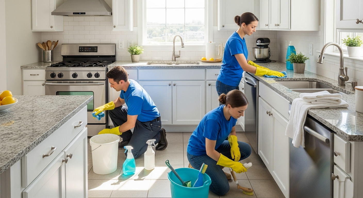 End of lease cleaning in kitchen