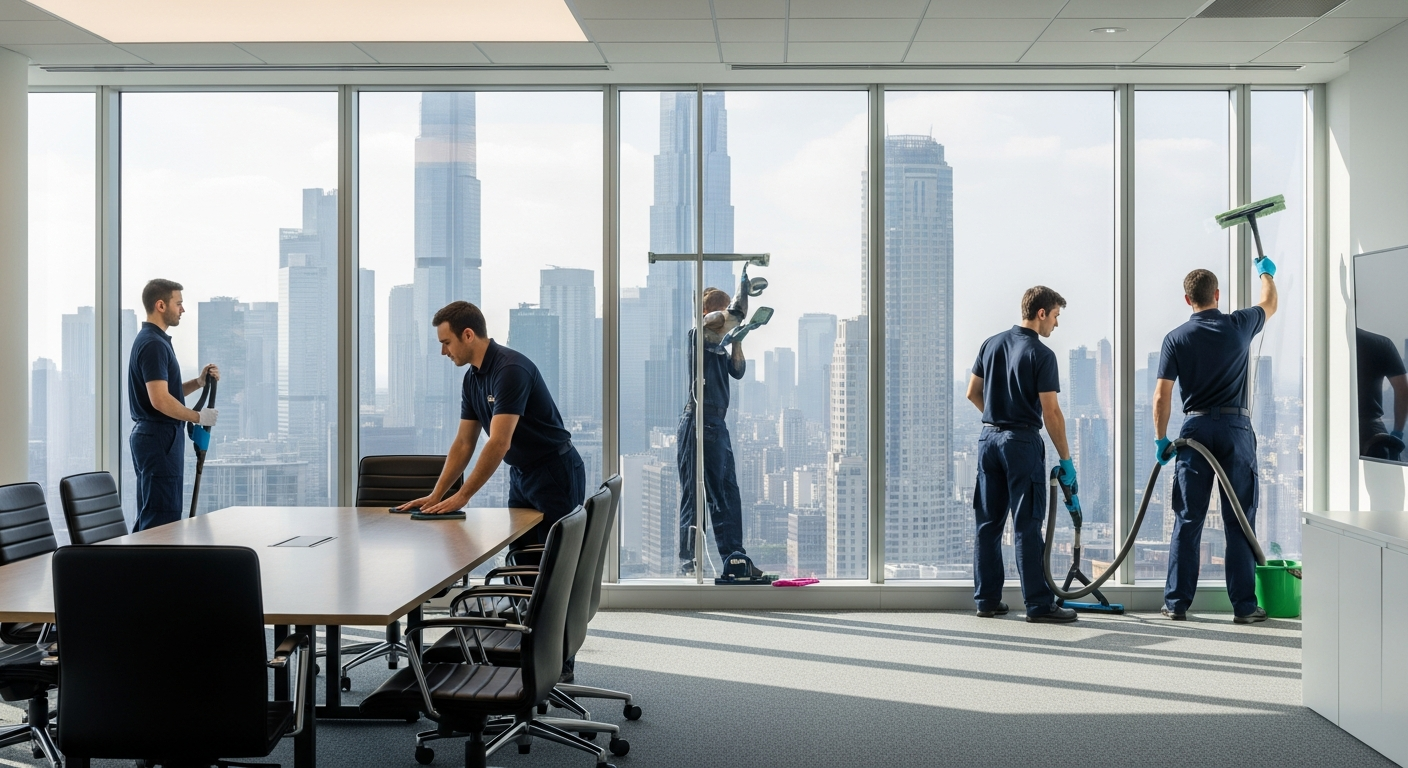 Commercial cleaners in office