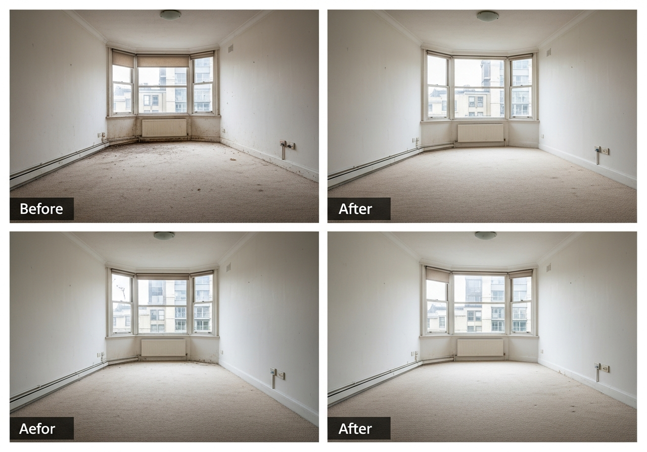 Apartment after end of lease cleaning