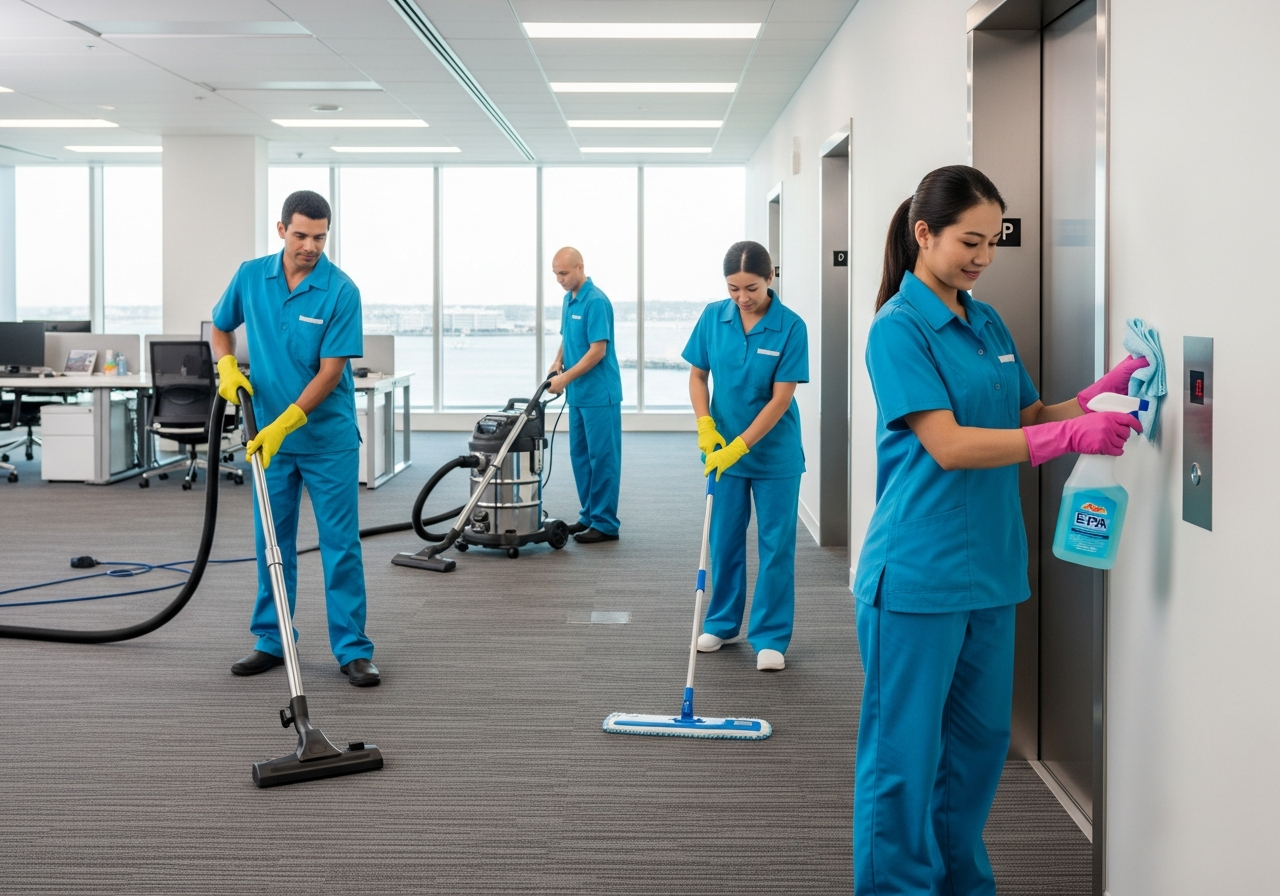 Commercial cleaners at work