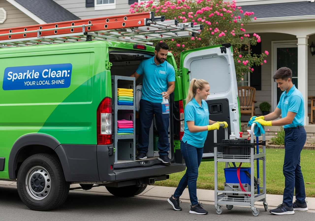 Cleaning team loading van