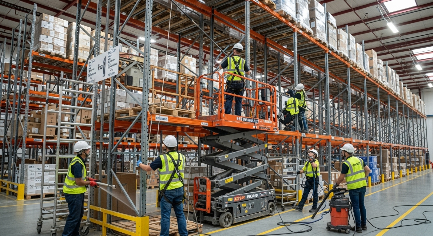Industrial cleaners in warehouse