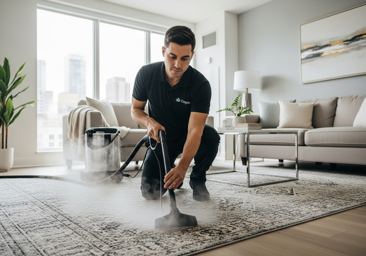 Carpet steam cleaning in apartment