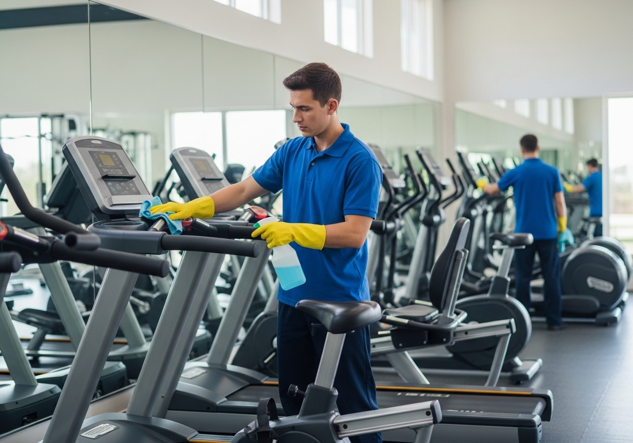 Cleaning and disinfecting gym equipment
