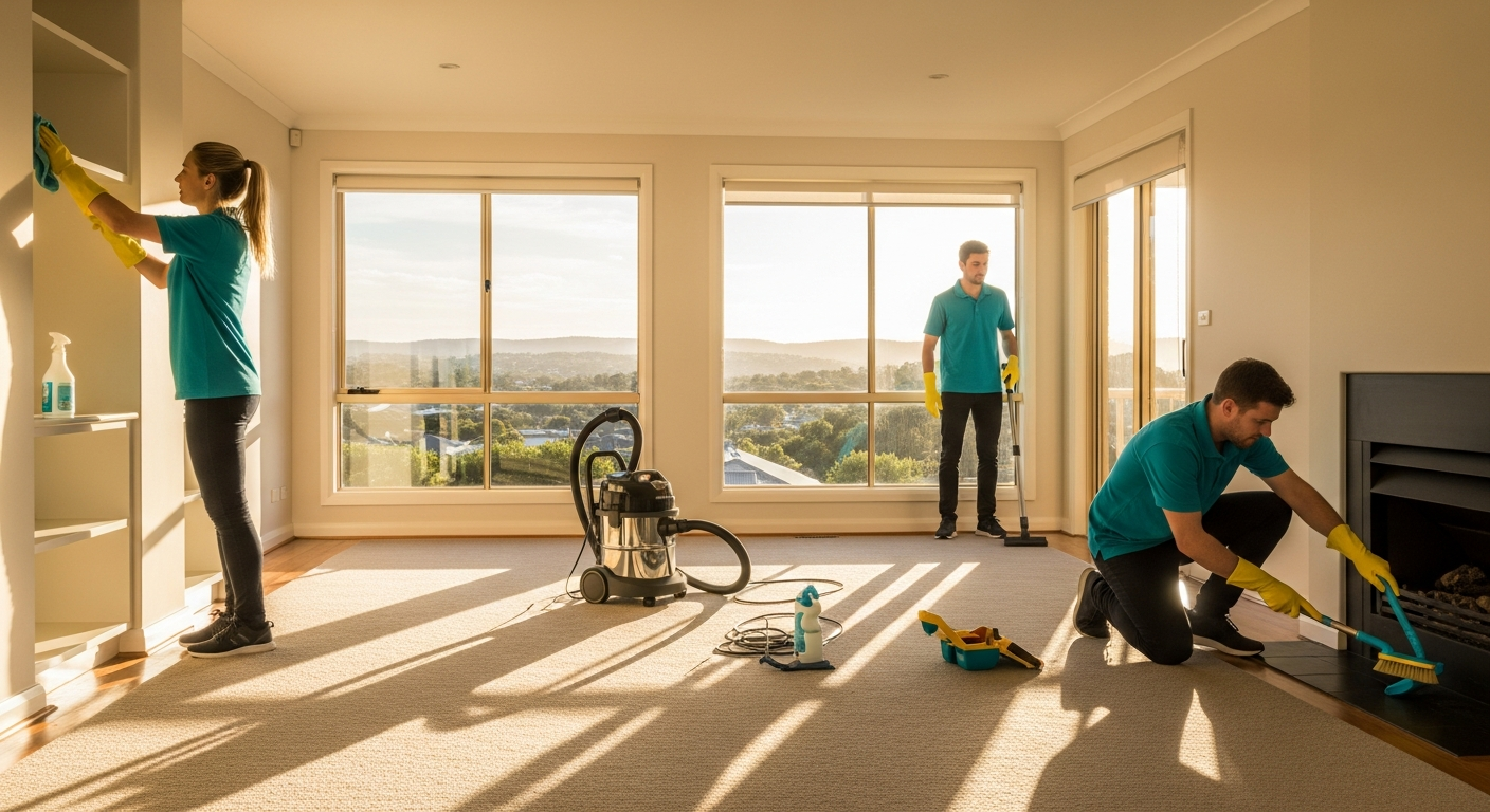 End of lease cleaning crew finishing job