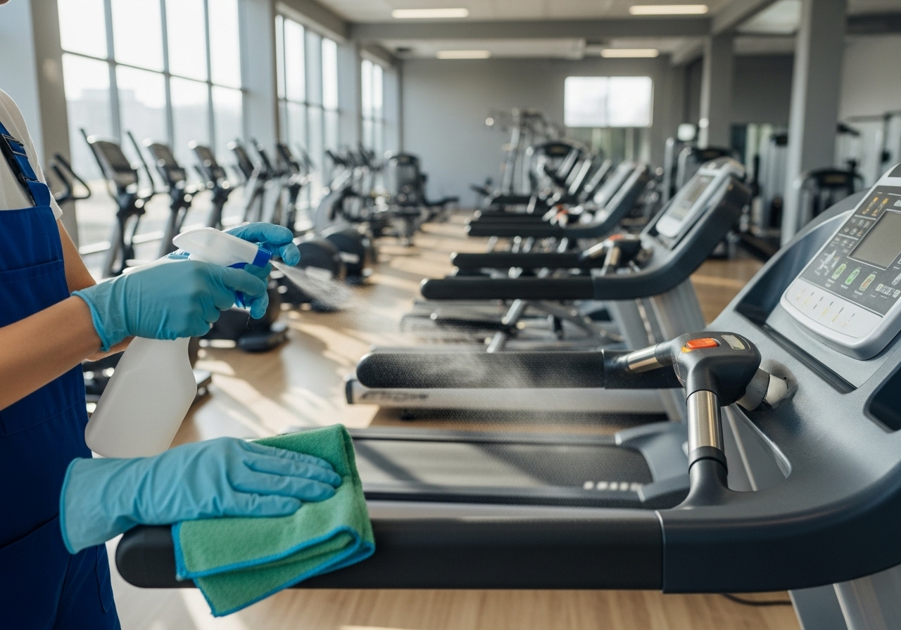 Cleaner sanitising treadmill