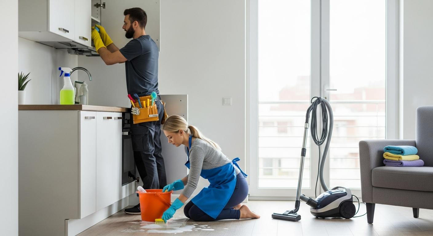 vacate cleaning team in action