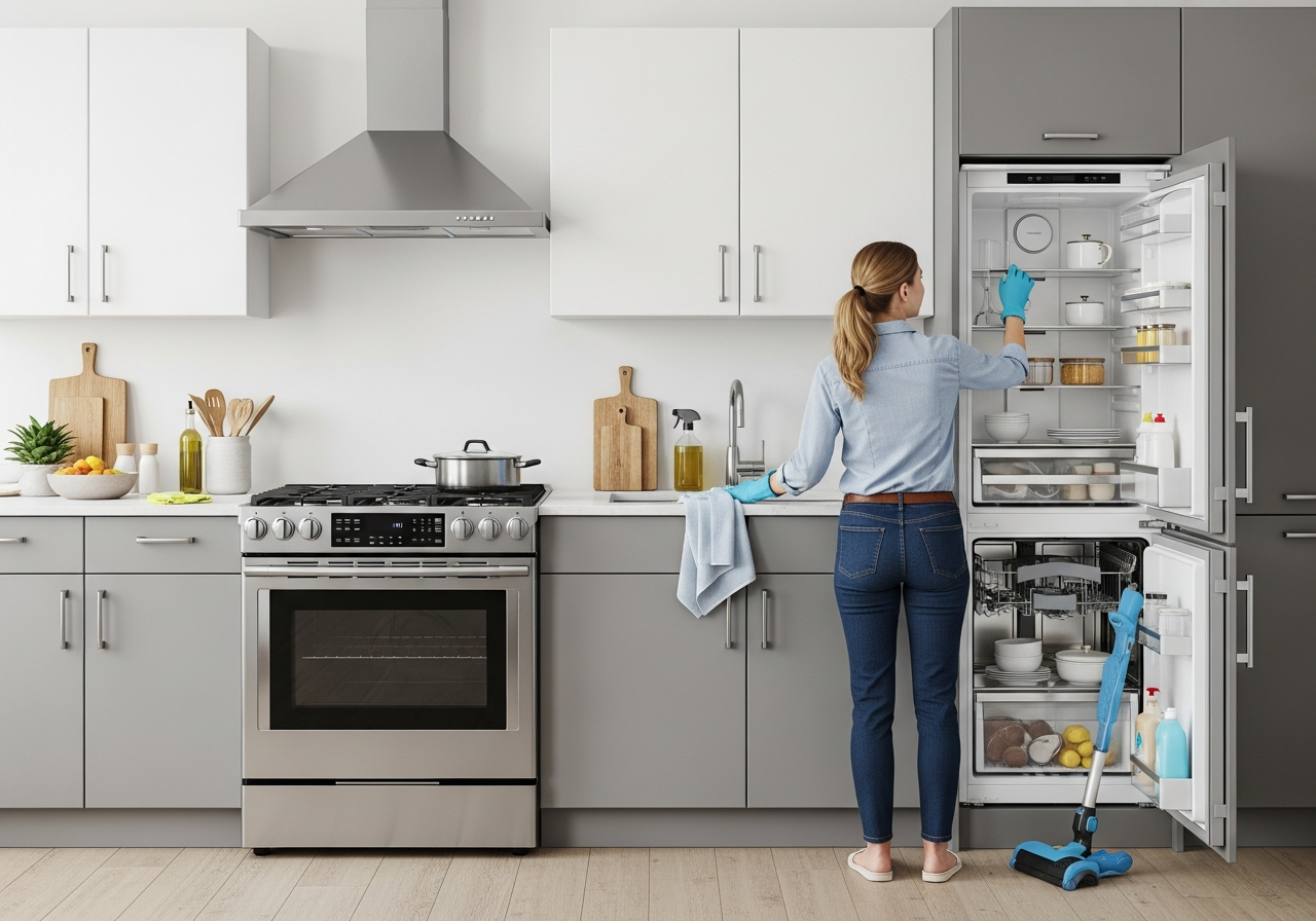 End of lease cleaner in kitchen