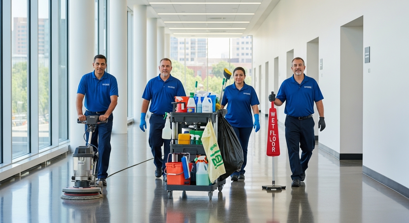 Commercial cleaning team