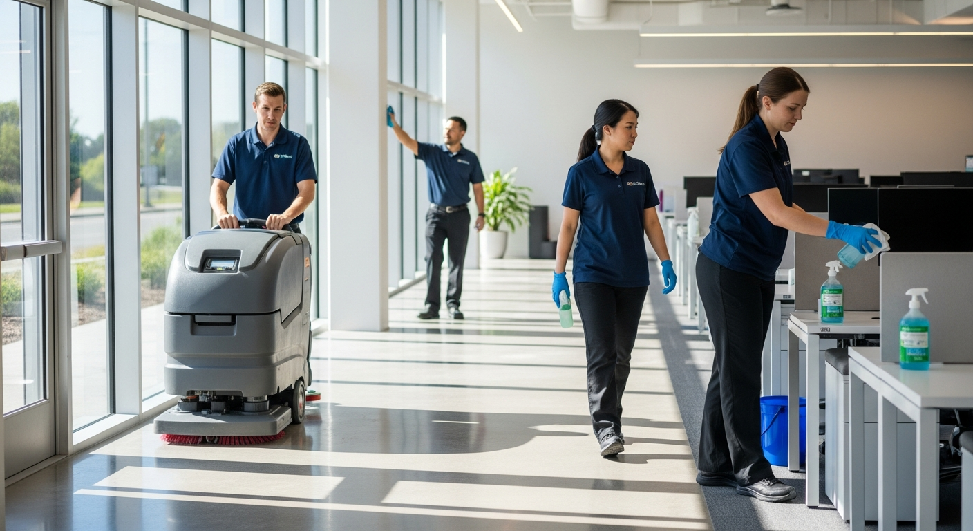 Commercial cleaners working in a Varroville facility