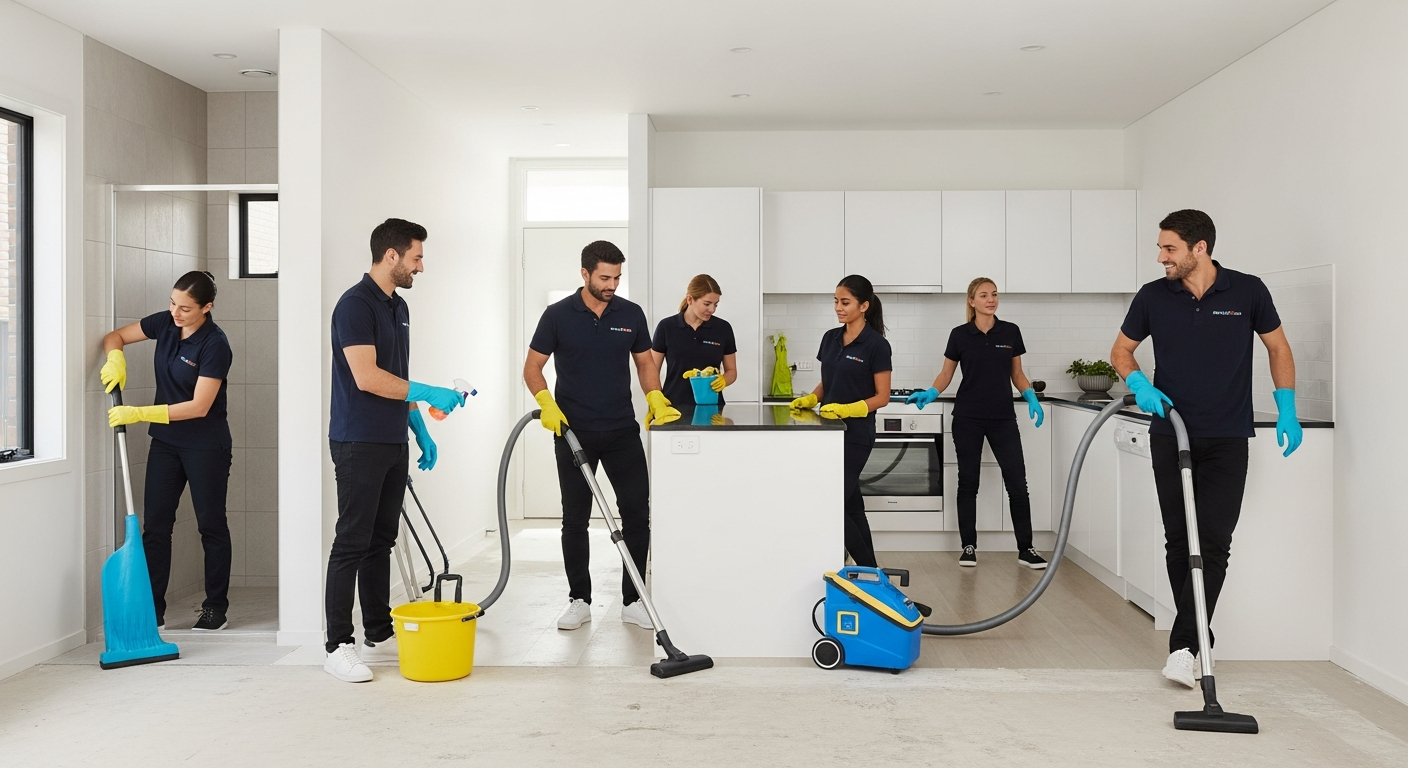 End of lease cleaners preparing in a townhouse