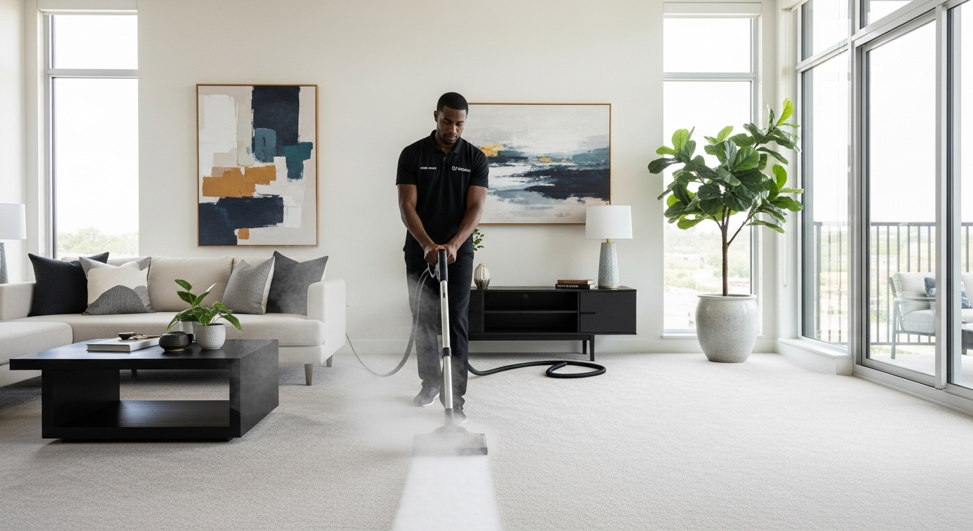 Carpet steam cleaning in an apartment