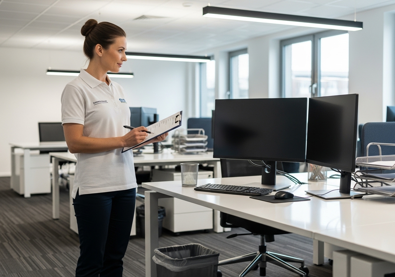 Cleaning supervisor inspecting office