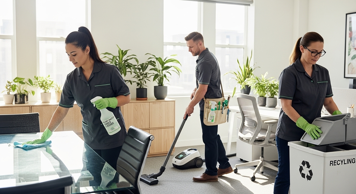 Commercial cleaners using eco-friendly supplies