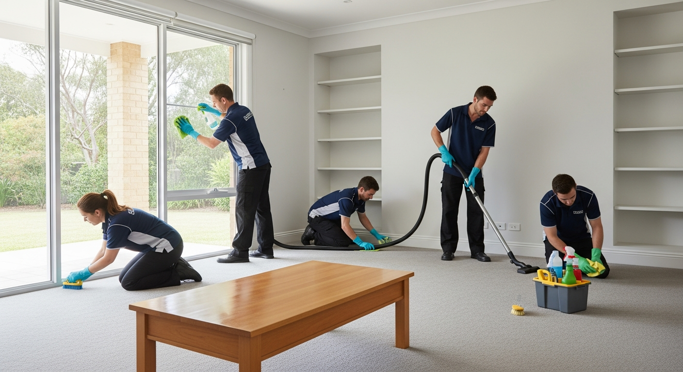 End of lease cleaners working in living room