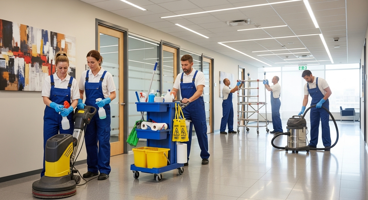 Professional office cleaning team