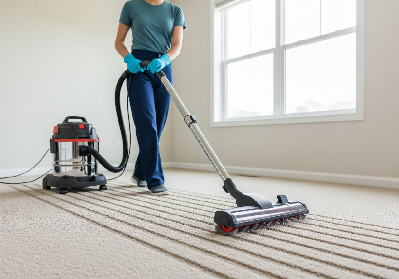 Cleaner vacuuming carpet in a Sydenham home