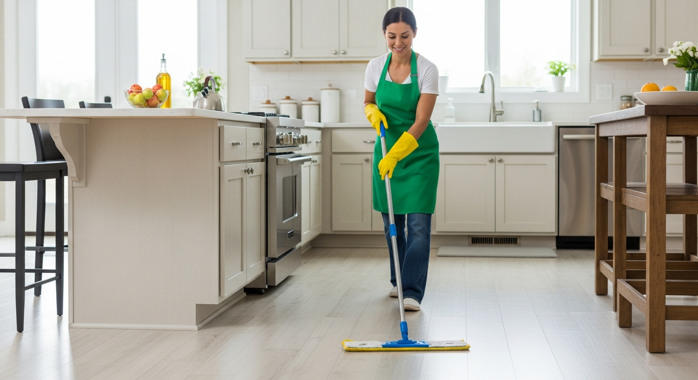 End of lease cleaner in kitchen