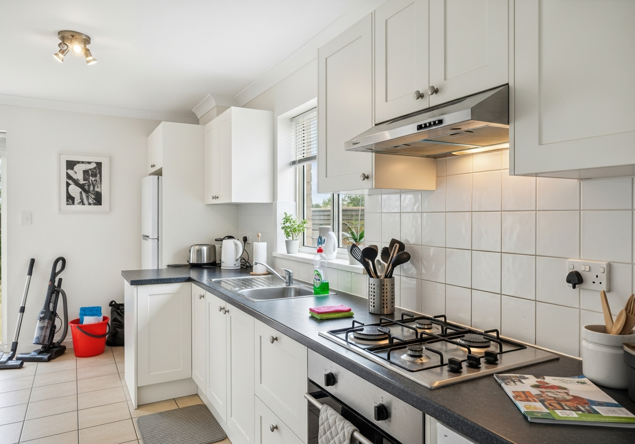 End of lease cleaned kitchen and lounge