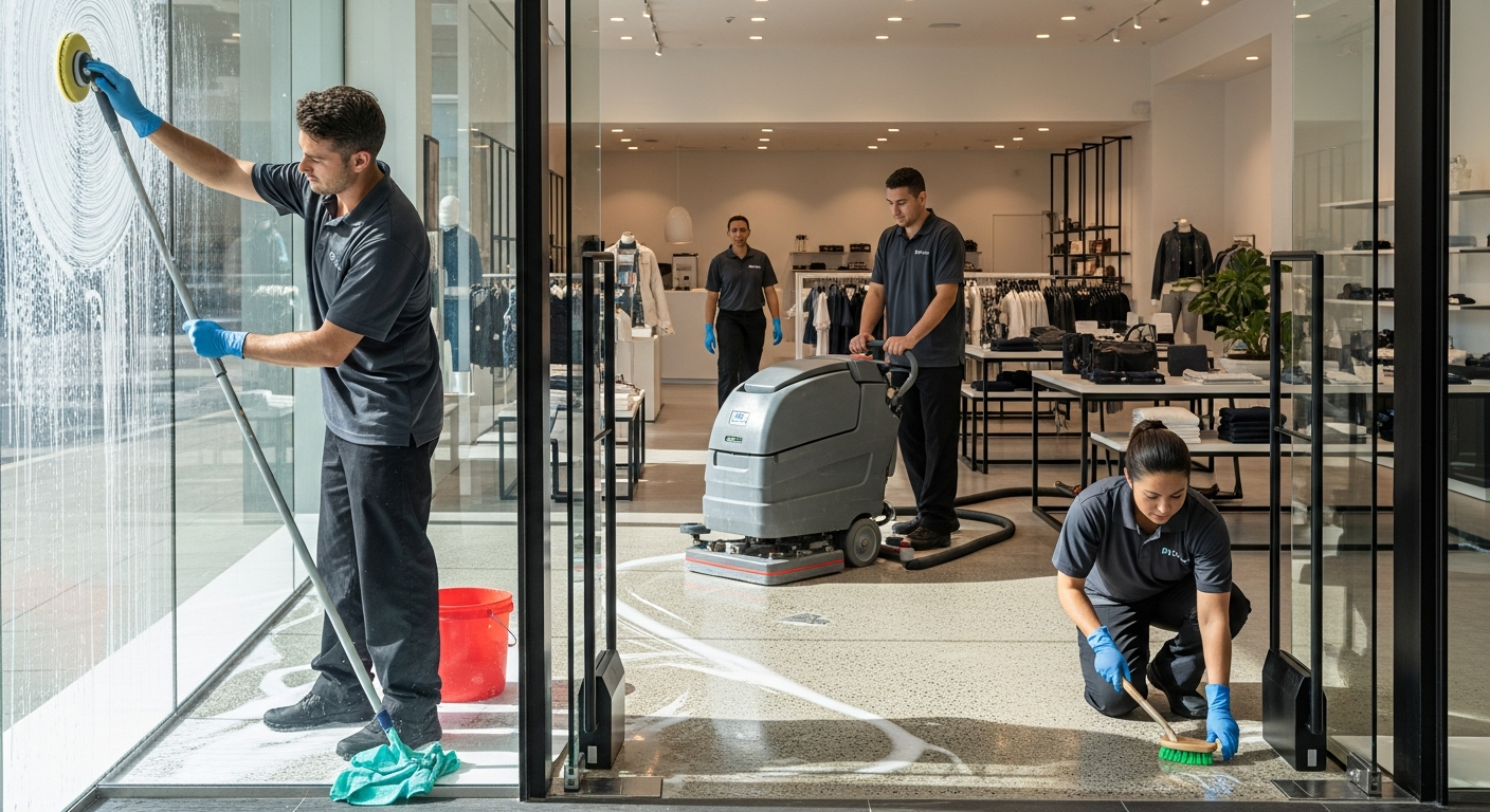 Commercial cleaning team