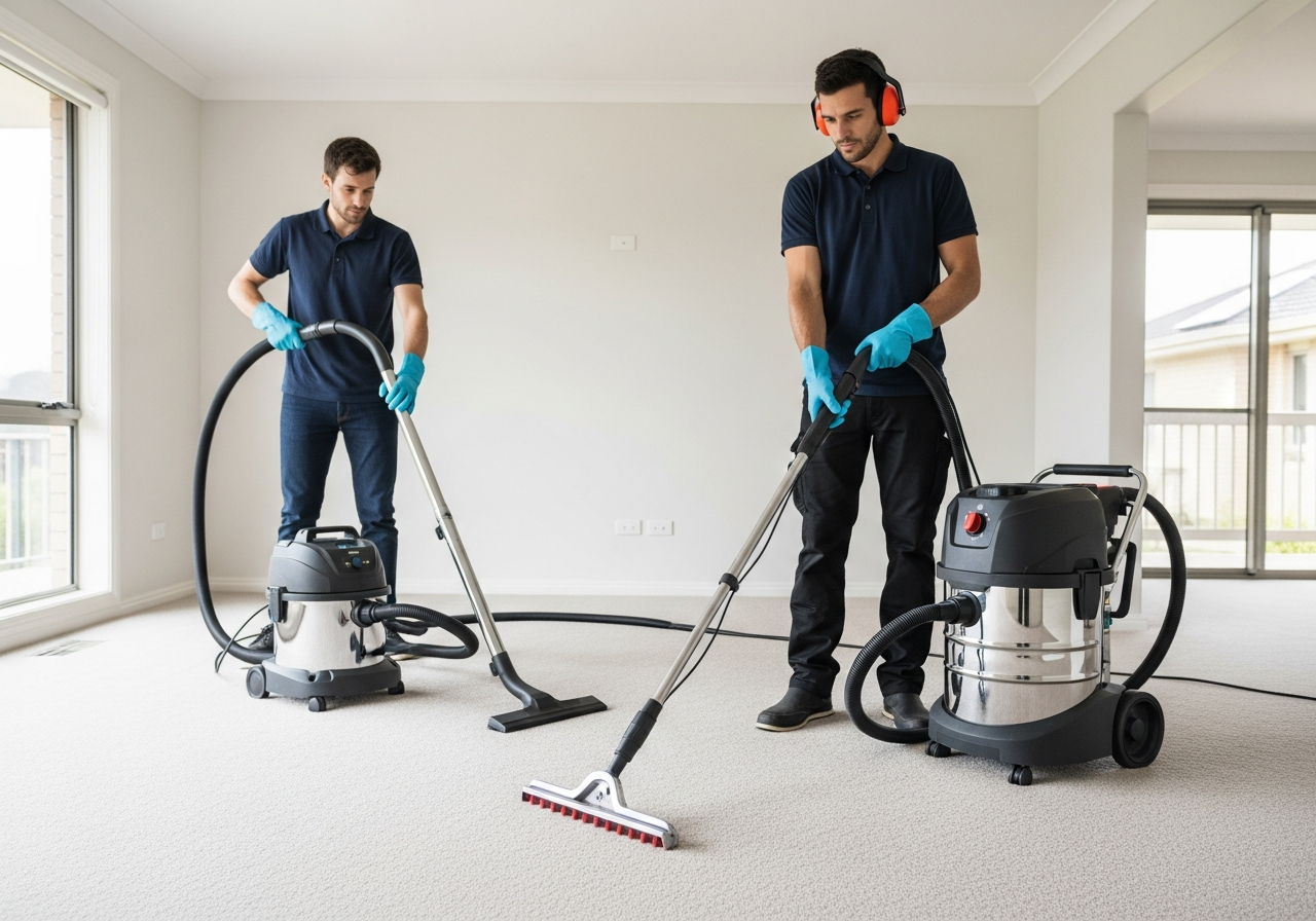 Carpet steam cleaning in a living room
