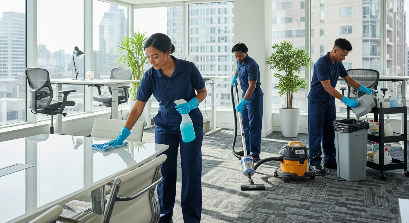 Commercial cleaners at work in Annangrove office