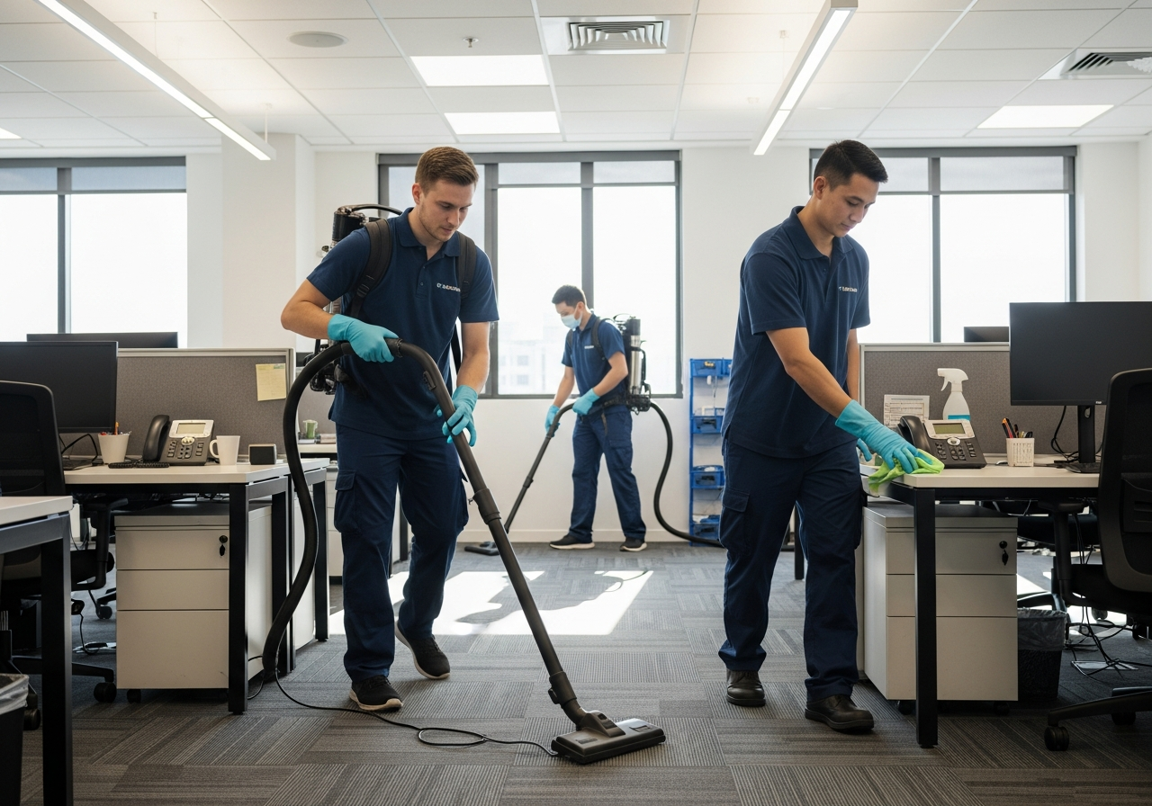Commercial cleaners working in Strathfield South office