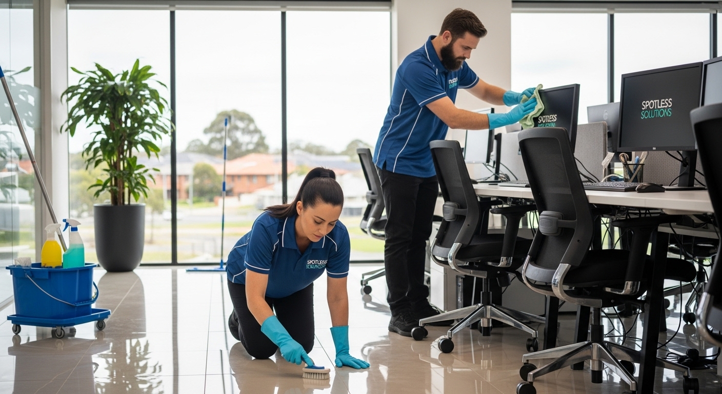 Professional cleaners in Bardia workplace