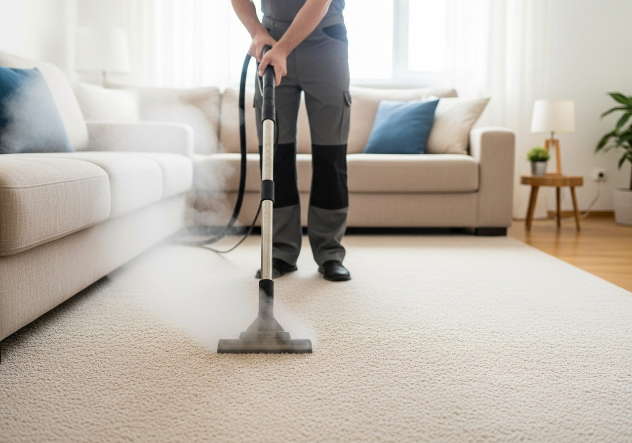 Carpet steam cleaning in apartment