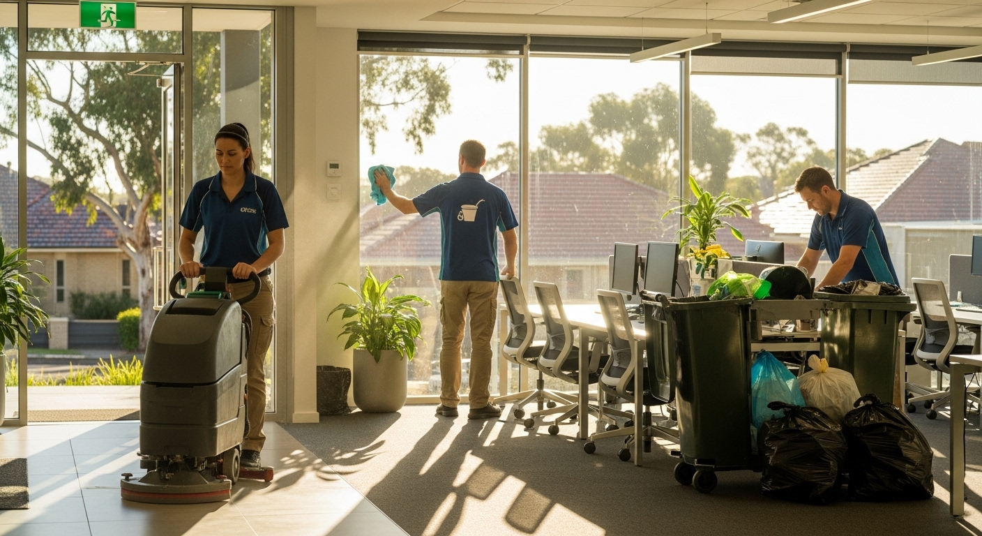 Commercial cleaners at work