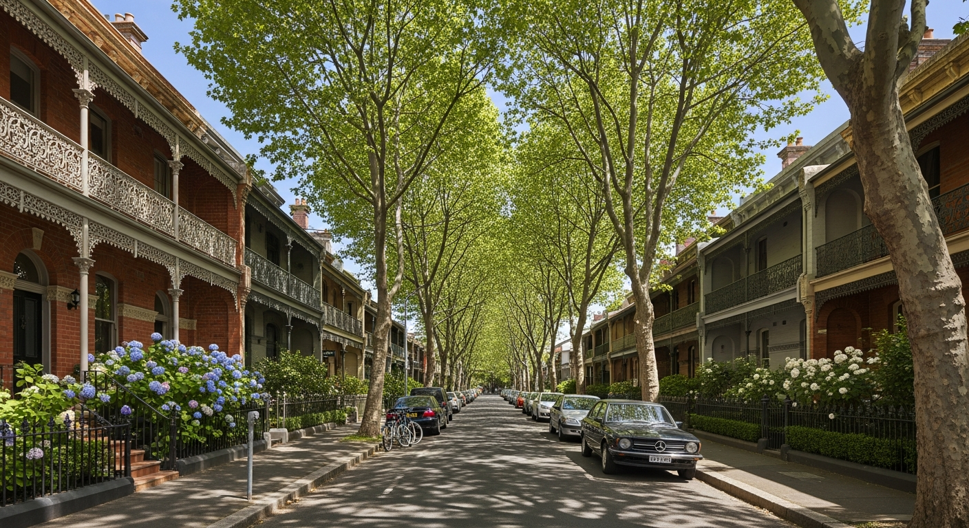 Princes Hill terraces and street