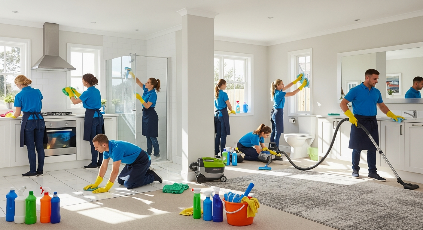 End of lease cleaners at work in a home