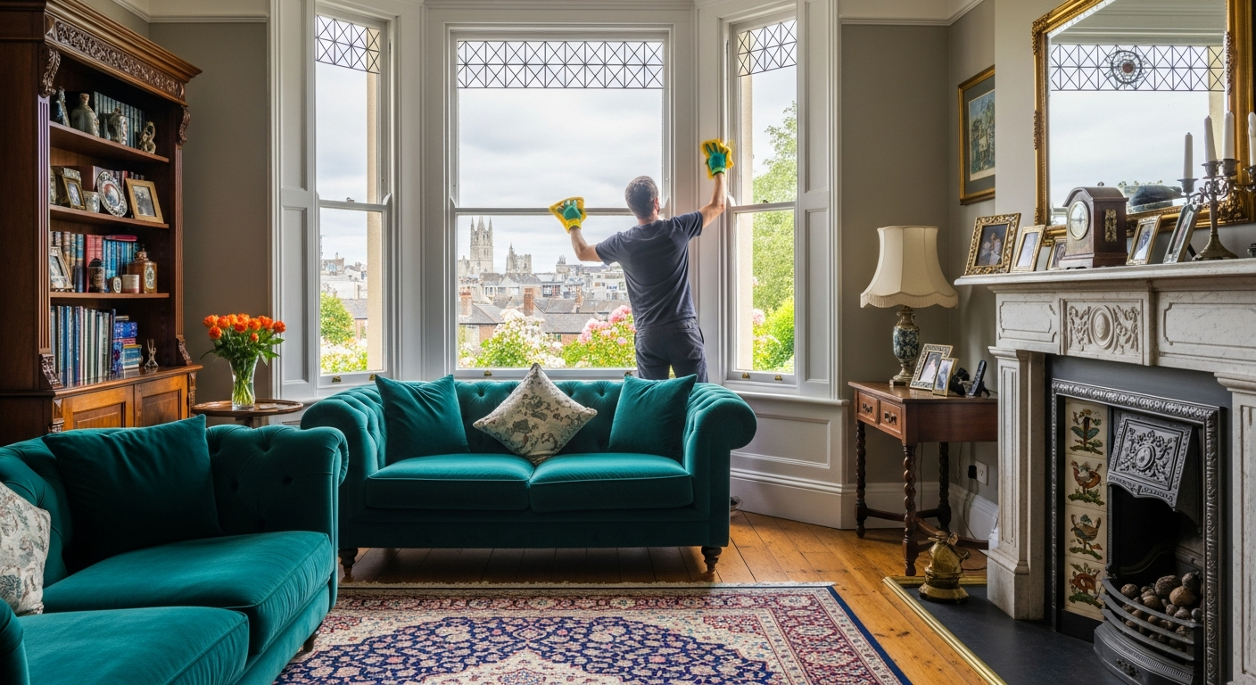 Window polishing in Canterbury home