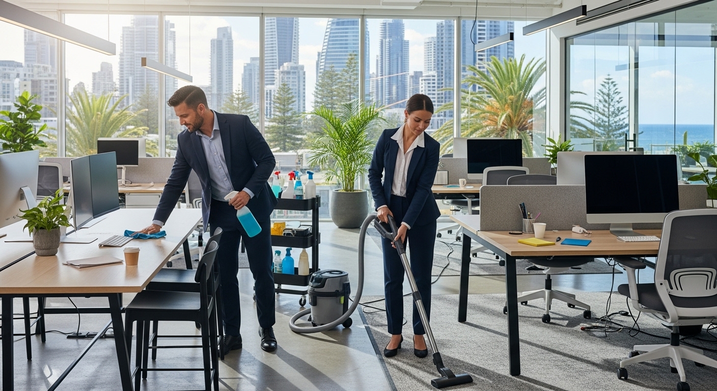 Office cleaners working in Gold Coast office