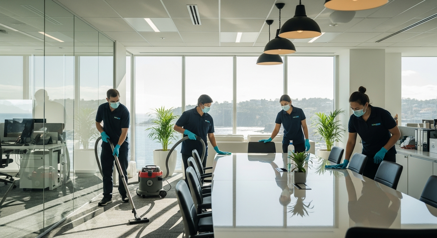 Commercial cleaning team working in Randwick office