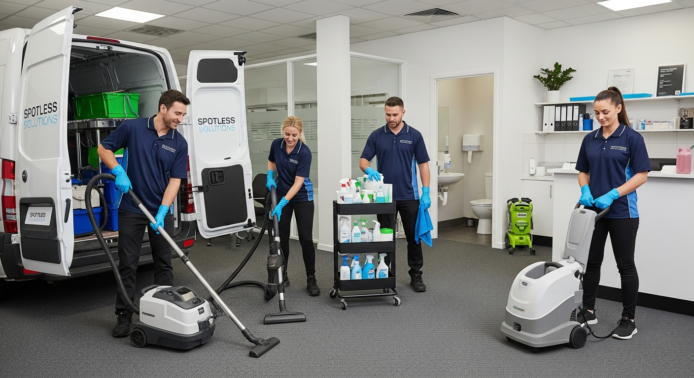 Commercial cleaners arriving at business