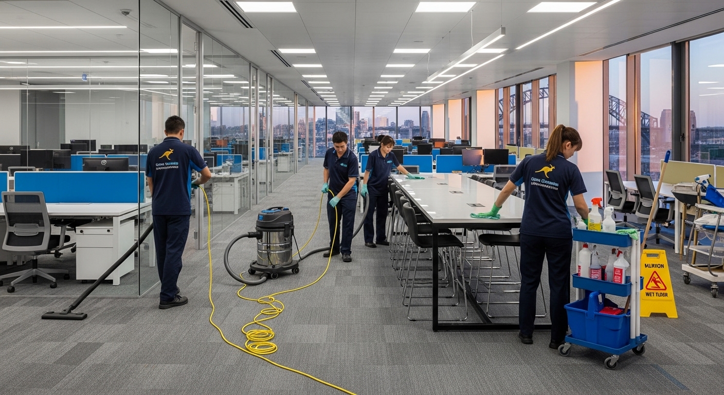 Professional contract cleaners at work