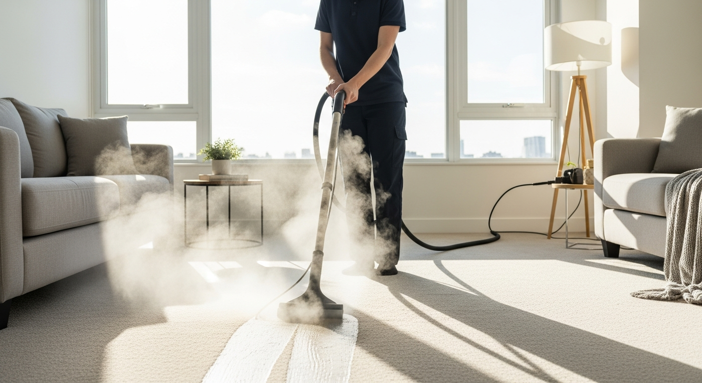 Carpet steam cleaning service in Collingwood apartment
