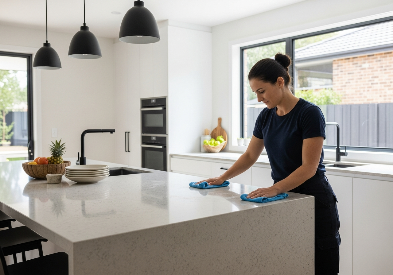 Kitchen bench polishing