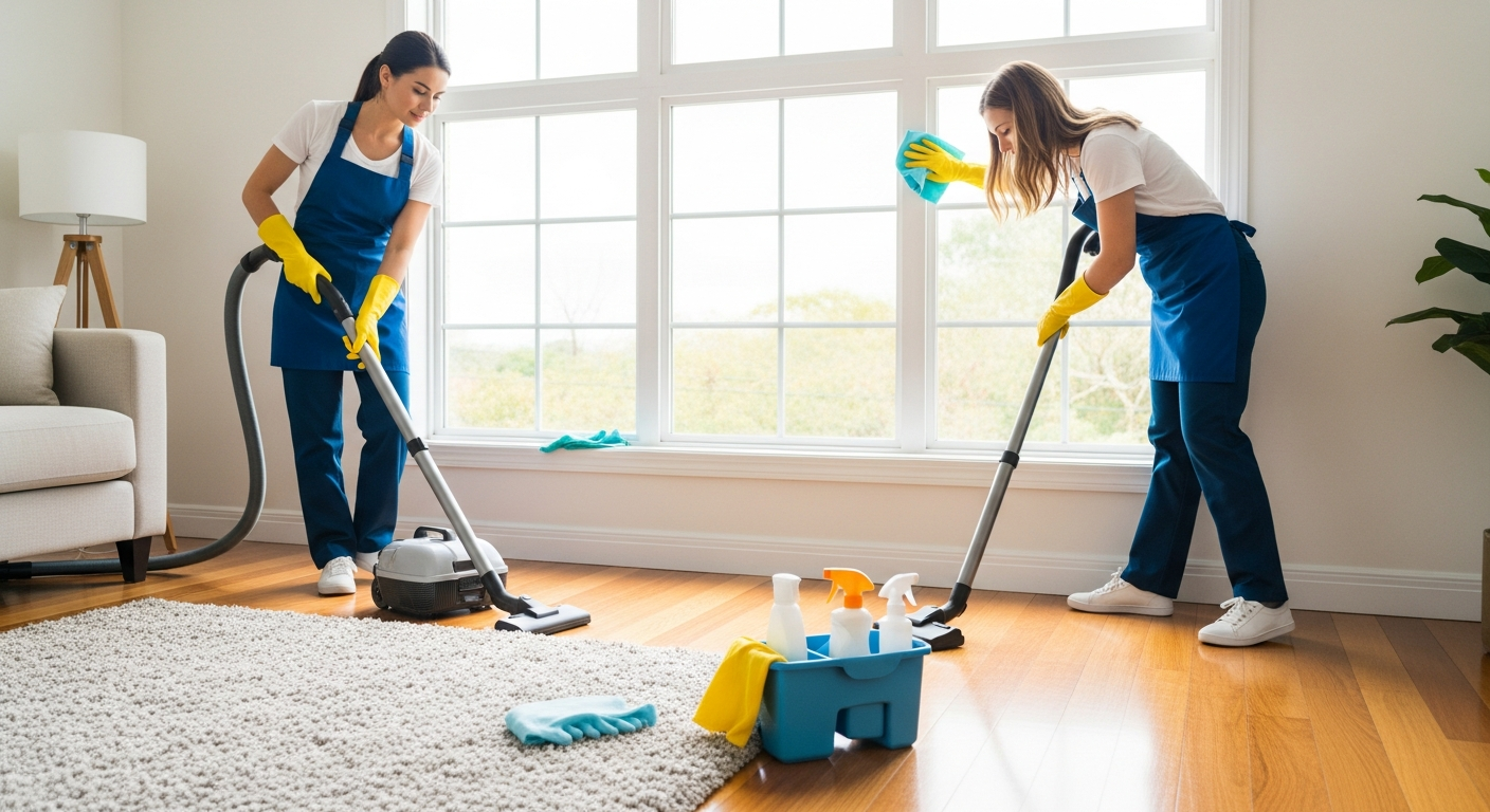 vacate cleaning team at work